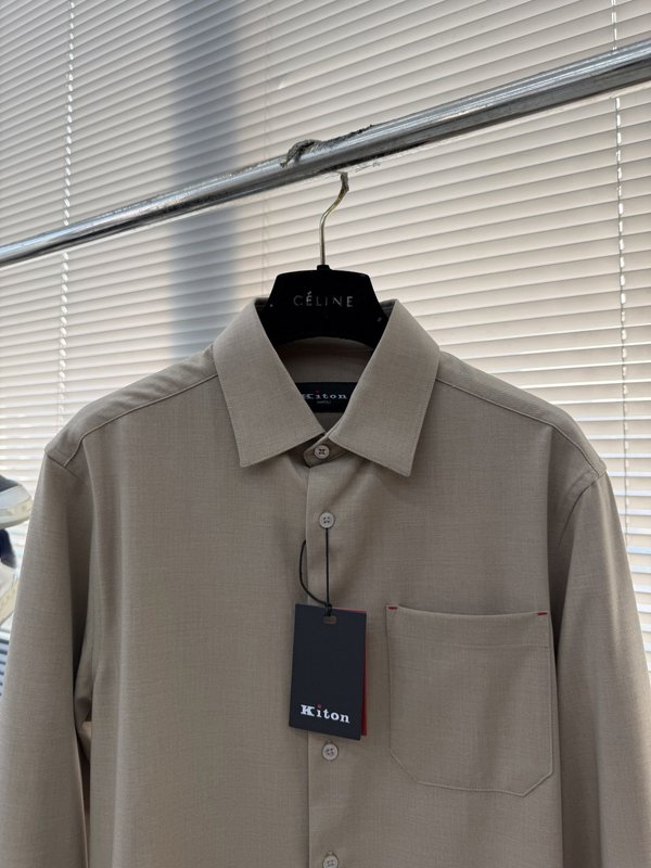 Kiton 남성 텐셀 코튼 라펠 긴팔 셔츠 001-216050