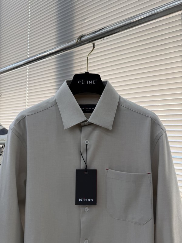 Kiton 남성 텐셀 코튼 라펠 긴팔 셔츠 001-216051