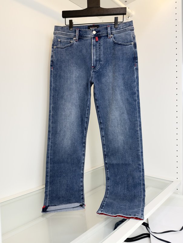 Kiton 남성 블루 워시 스트레이트 진 001-216056