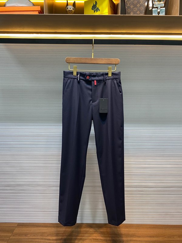 Kiton 남성 네이비 울 혼방 캐주얼 정장 바지 001-216060