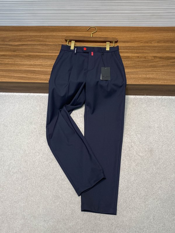 Kiton 남성 네이비 울 혼방 캐주얼 정장 바지 001-216060