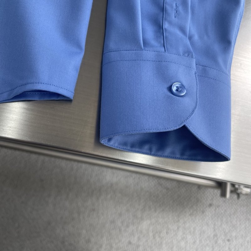 Kiton 남성 면 소재 자수 칼라 긴팔 셔츠 001-216080