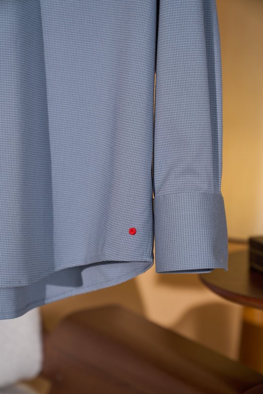 Kiton 남성 울 천조 격자 무늬 긴팔 셔츠 001-216109