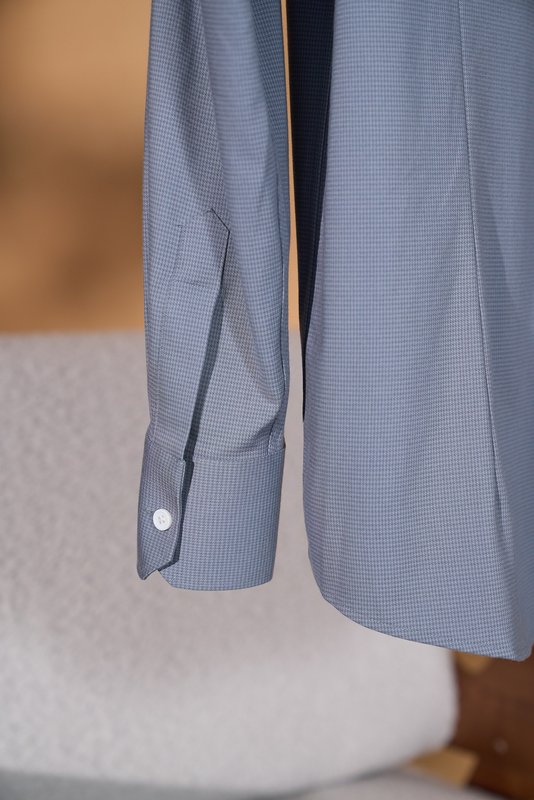 Kiton 남성 울 천조 격자 무늬 긴팔 셔츠 001-216109