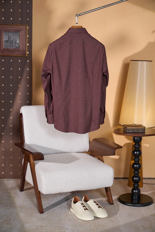 Kiton 울 천사격 긴팔 셔츠 001-216115
