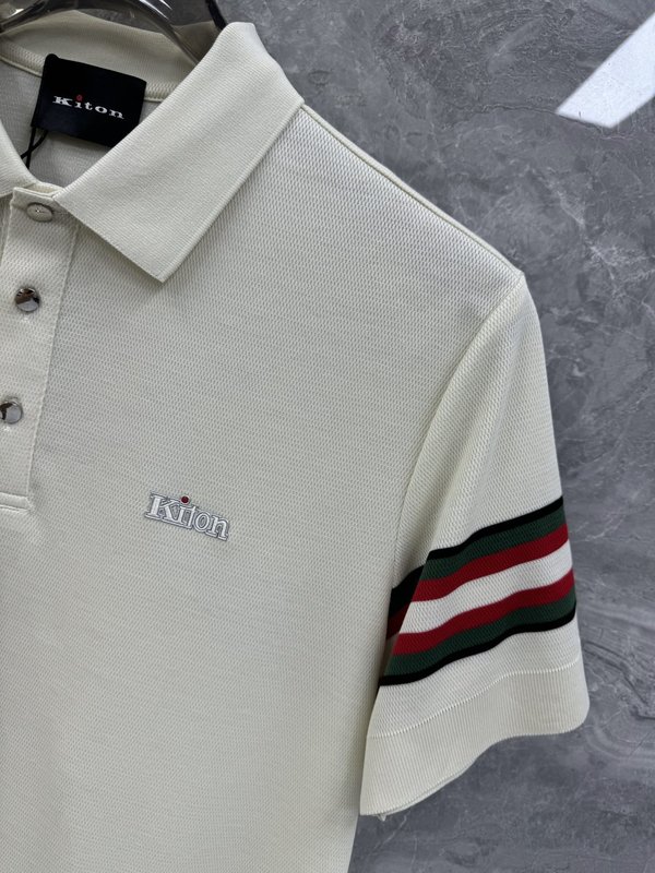Kiton 남성 비즈니스 니트 폴로 셔츠 001-216118