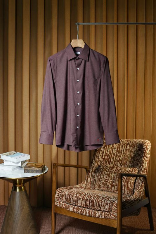 Kiton 울 천사격 긴팔 셔츠 001-216154