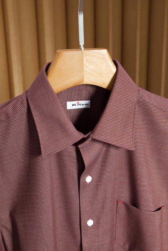 Kiton 울 천사격 긴팔 셔츠 001-216154