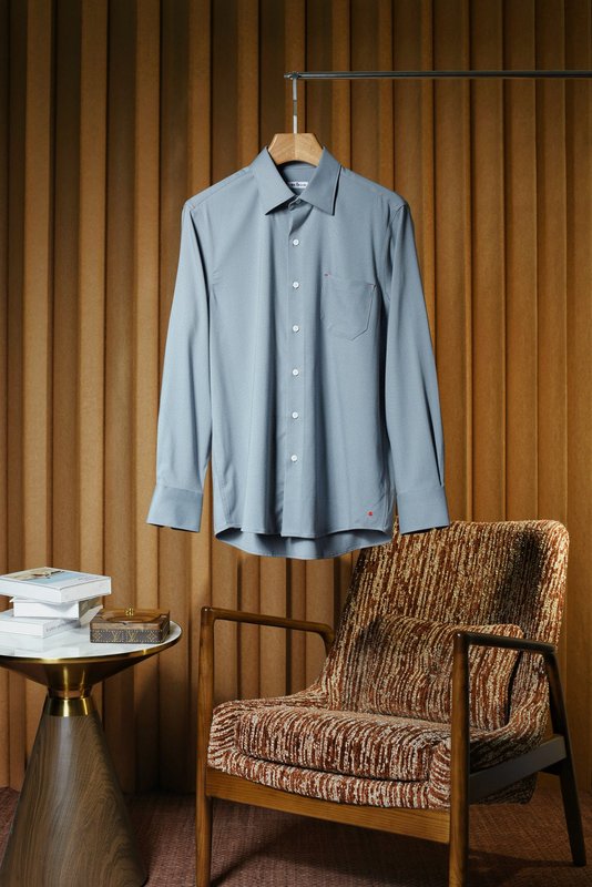 Kiton 울 천사격 긴팔 셔츠 남성용 001-216155
