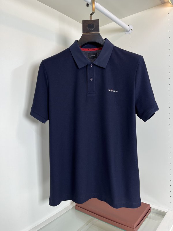 Kiton 남성 반팔 폴로 셔츠 자수 포인트 001-216159
