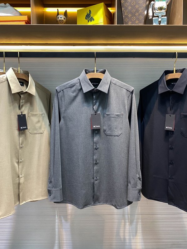 Kiton 남성 텐셀 코튼 라펠 긴팔 셔츠 001-216172