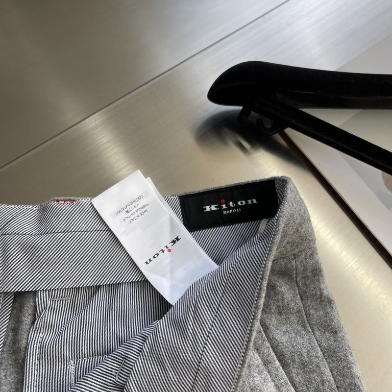 Kiton 남성 울 혼방 비즈니스 정장 바지 001-216175