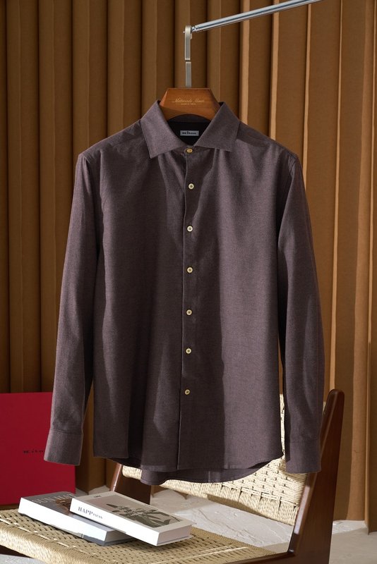 Kiton 남성 두꺼운 벨벳 셔츠 001-216178