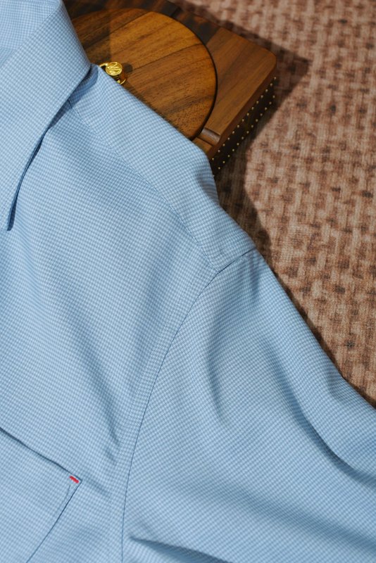 Kiton 남성 울 천조 무늬 긴팔 셔츠 001-216181