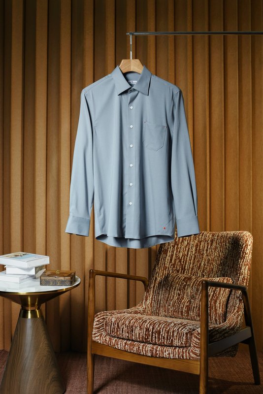 Kiton 울 천사격 긴팔 셔츠 남성용 001-216182