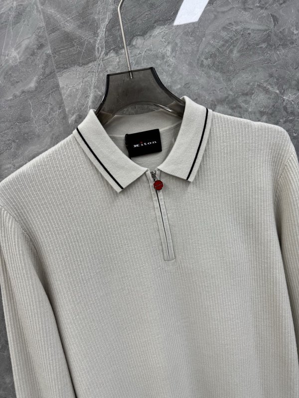 Kiton 고급 비즈니스 울 블렌드 니트 001-216189