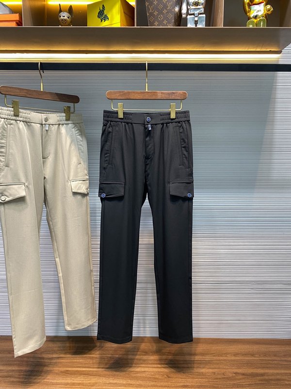 Kiton 가을 겨울 사선 면 스트레이트 캐주얼 팬츠 001-216193