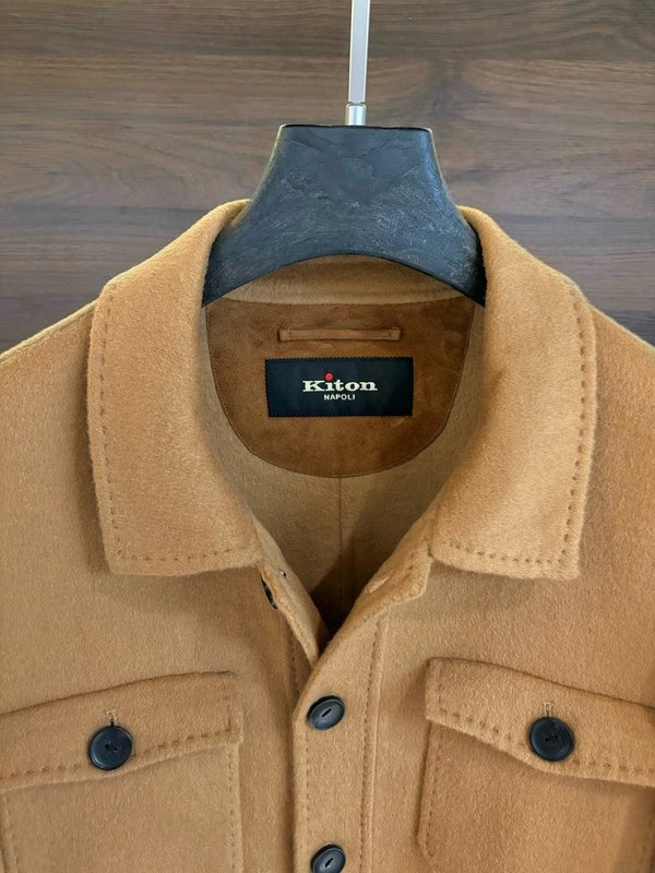 Kiton 울 캐시미어 혼방 남성 셔츠 자켓 001-216208