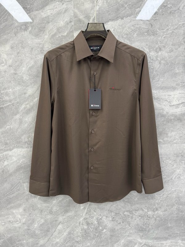 Kiton 남성 비즈니스 캐주얼 면 셔츠 001-216234