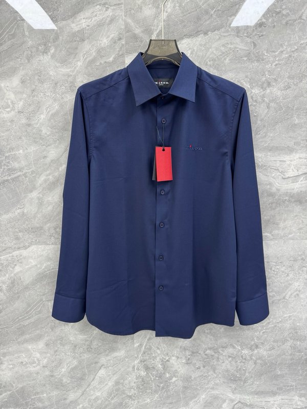 Kiton 남성 비즈니스 캐주얼 면 셔츠 001-216234