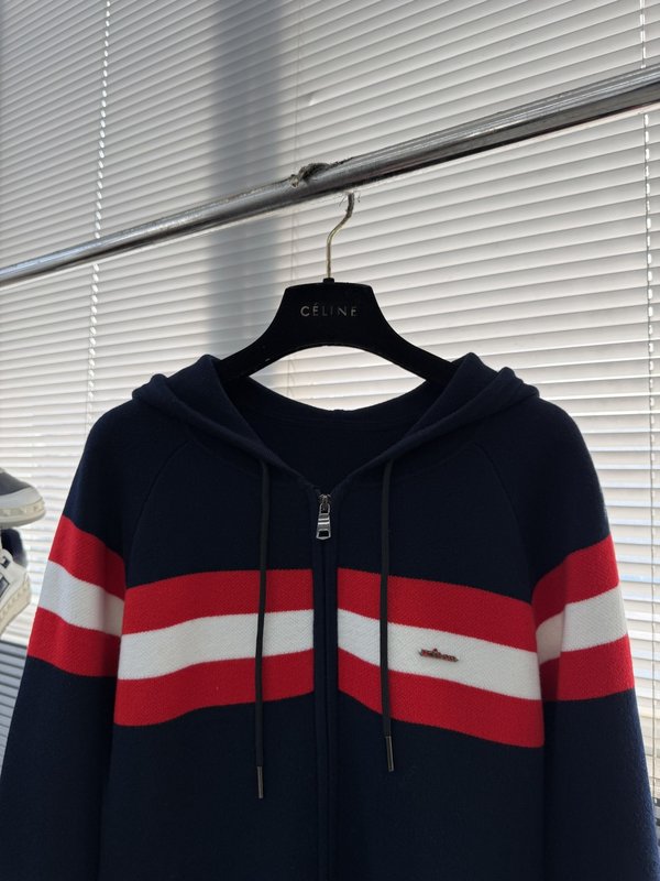 Kiton 가을 겨울 울 혼방 지퍼 후드 가디건 001-216265