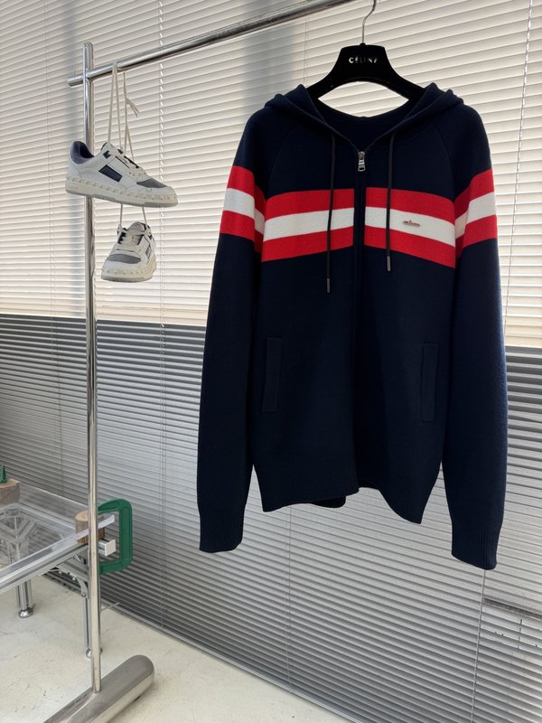 Kiton 가을 겨울 울 혼방 지퍼 후드 가디건 001-216265