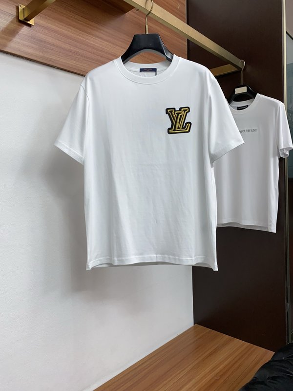루이비통 남성 면 라운드넥 반팔 티셔츠 001-216349