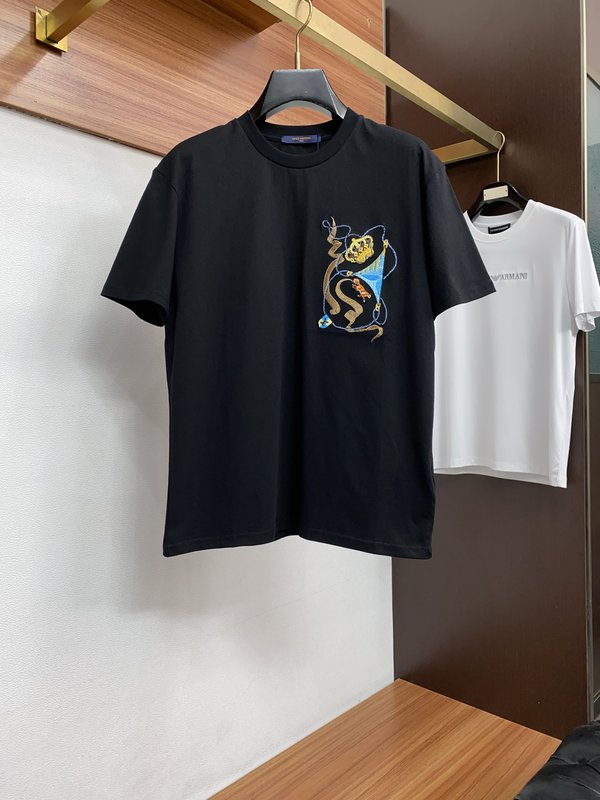 루이비통 남성 순면 라운드넥 반팔 티셔츠 001-216364