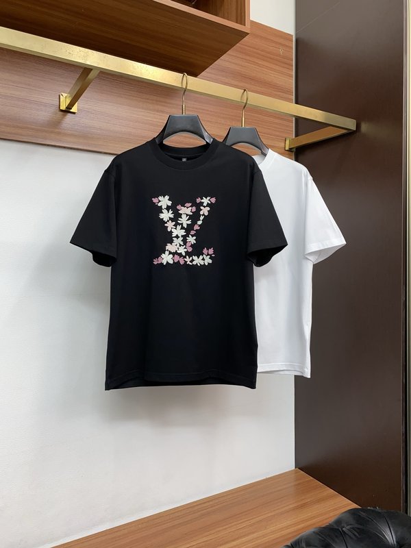 루이비통 남성 머서라이즈드 코튼 라운드넥 반팔 티셔츠 001-216399