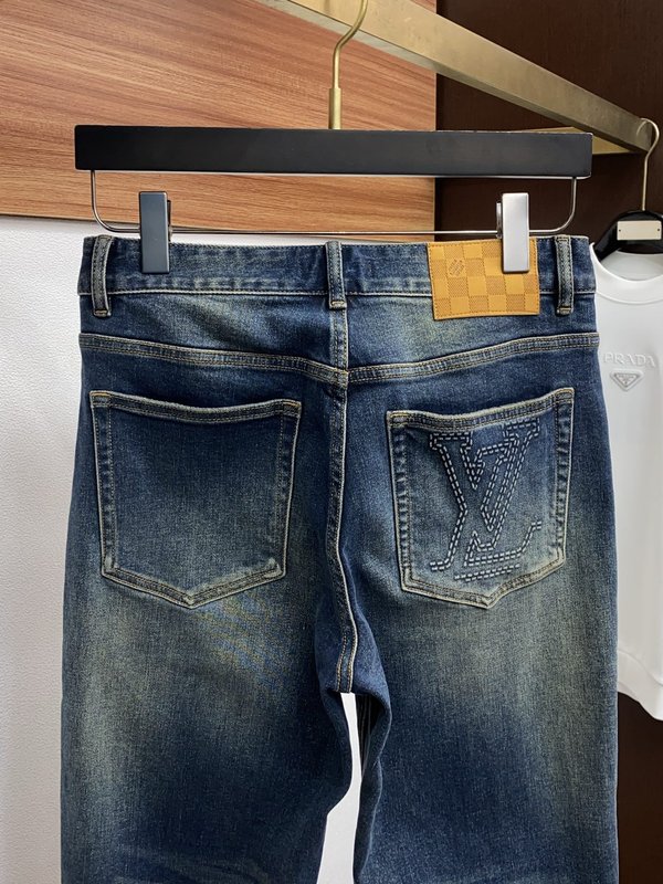 루이비통 남성 슬림 스트레이트 데님 팬츠 001-216475