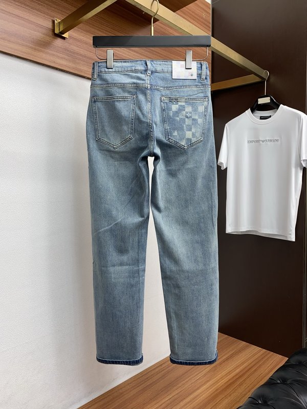 루이비통 남성 슬림핏 워싱 데님 캐주얼 팬츠 001-216555