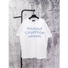 루이비통 앞뒤 엠보 자수 반팔 라운드 티셔츠 001-216735