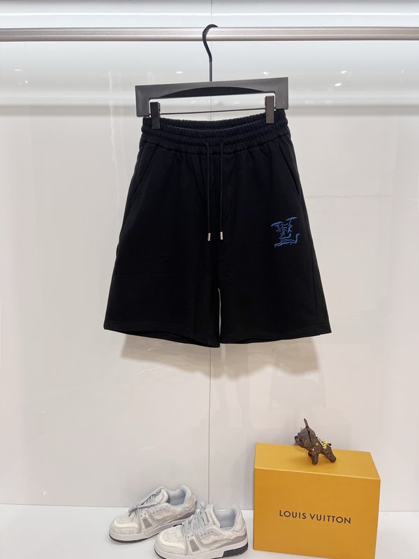 루이비통 클래식 블루 자수 캐주얼 반바지 001-216793