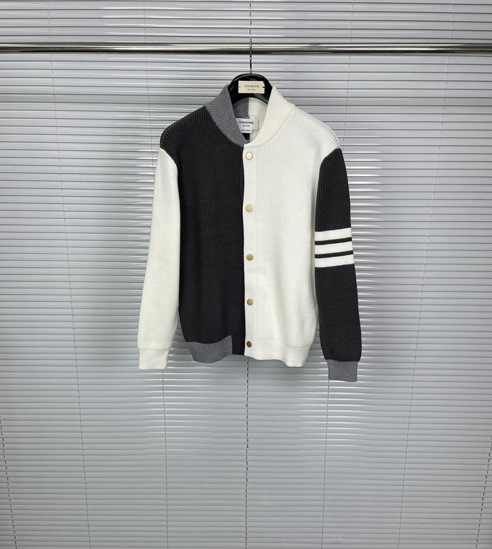 톰브라운 양면 컬러 블록 울 카디건 자켓 001-217412