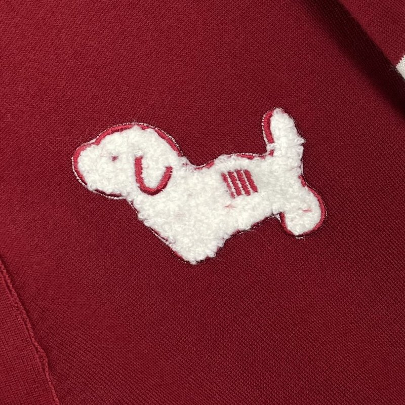 톰브라운 레드 강아지 V 넥 카디건 001-217418