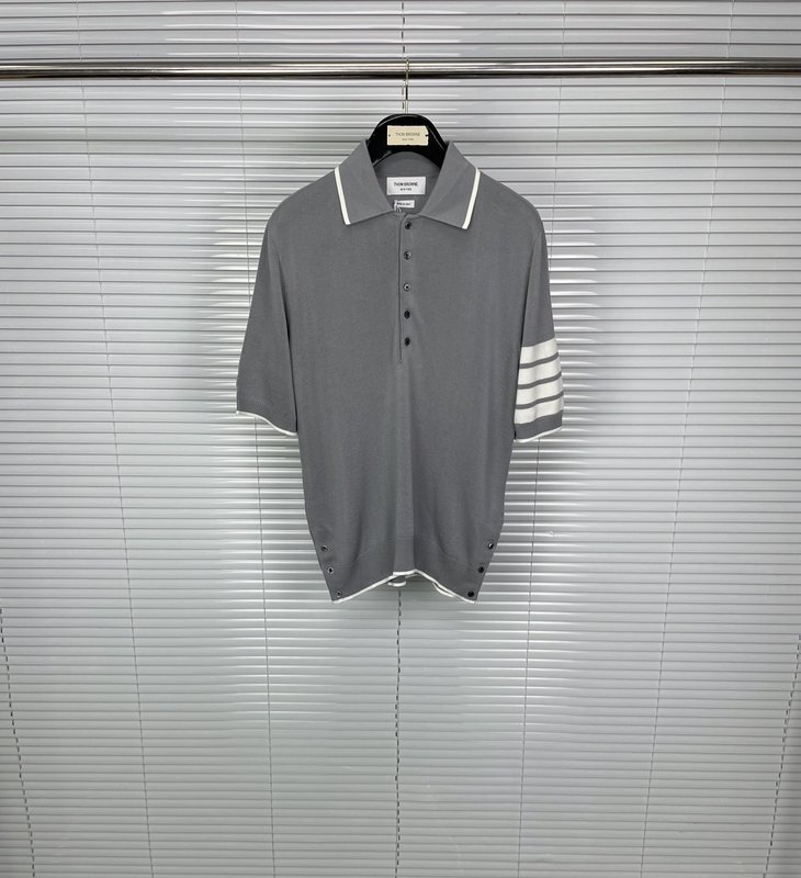 톰브라운 실크 혼방 4 바 포로 셔츠 반팔 001-217804