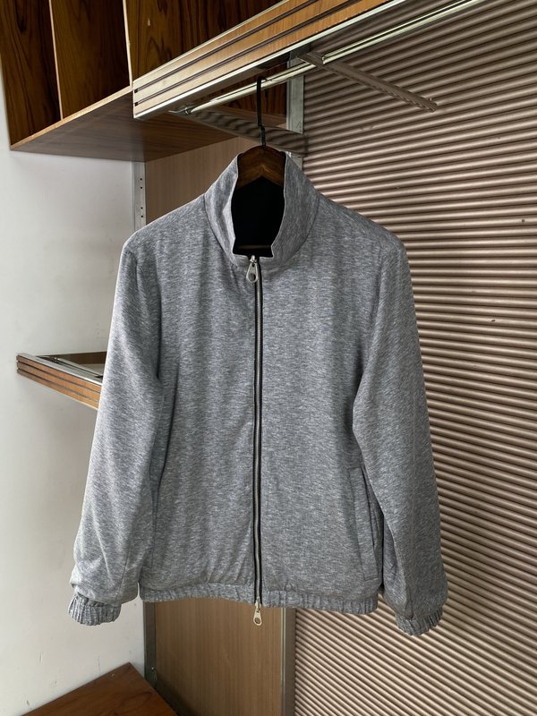 로로피아나 스탠드 칼라 양면 착용 지퍼 자켓 001-218069