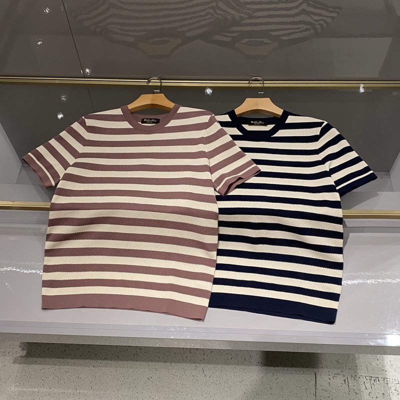 로로피아나 남성 스트라이프 라운드 티셔츠 001-218144