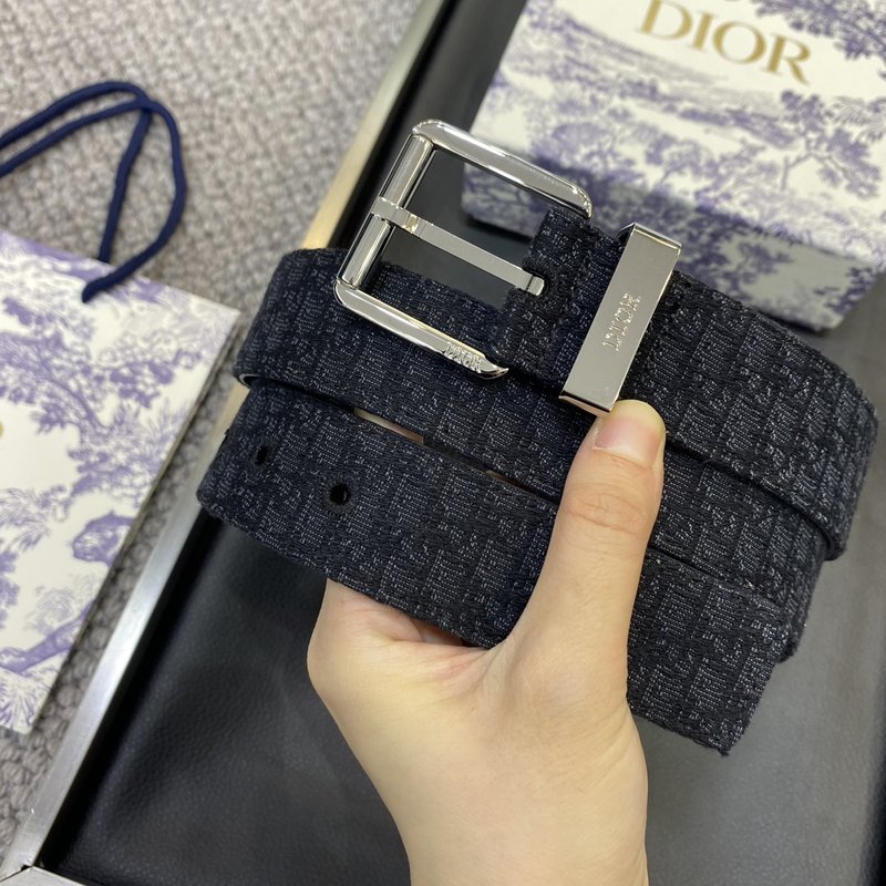 디올 DIOR 클래식 레터 패브릭 양면 소 가죽 벨트 001-219722