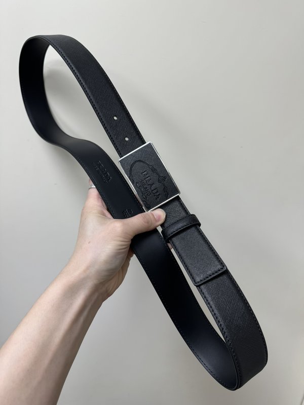 프라다 3.4cm 크로스그레인 블랙 벨트 001-220135