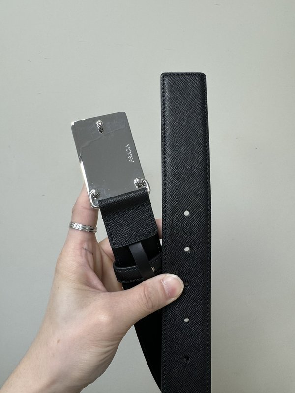 프라다 3.4cm 크로스그레인 블랙 벨트 001-220135