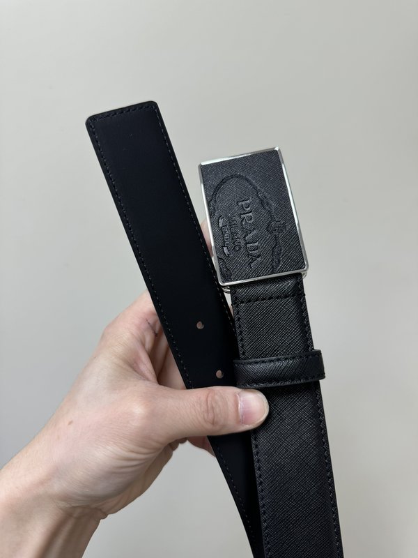 프라다 3.4cm 크로스그레인 블랙 벨트 001-220135