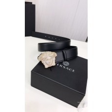 베르사체 블랙 크리스탈 메두사 버클 가죽 벨트 001-220324