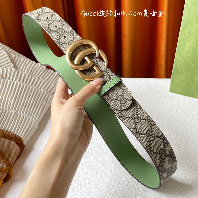 구찌 양면 벨트 살구색 PVC 연녹색 가죽 001-220371