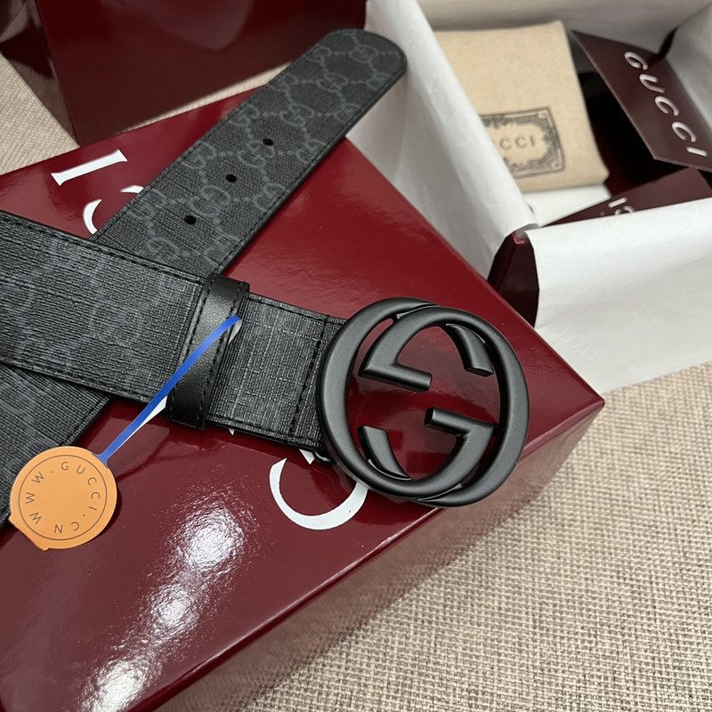 구찌 블랙 GG 타이거 버클 벨트 001-220376
