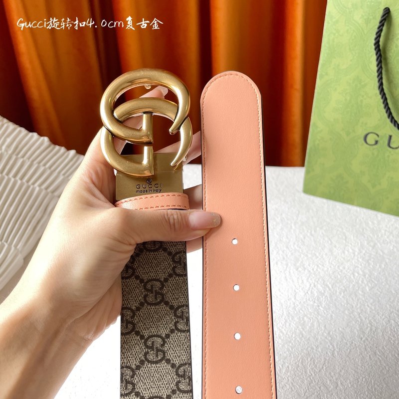 구찌 양면 벨트 앱리콧 PVC 라이트 오렌지 소가죽 001-220380