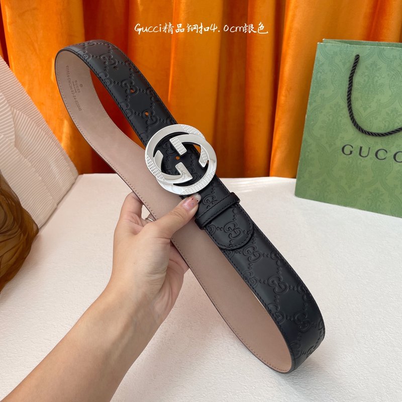구찌 클래식 엠보싱 벨트 4cm 스틸 버클 001-220410