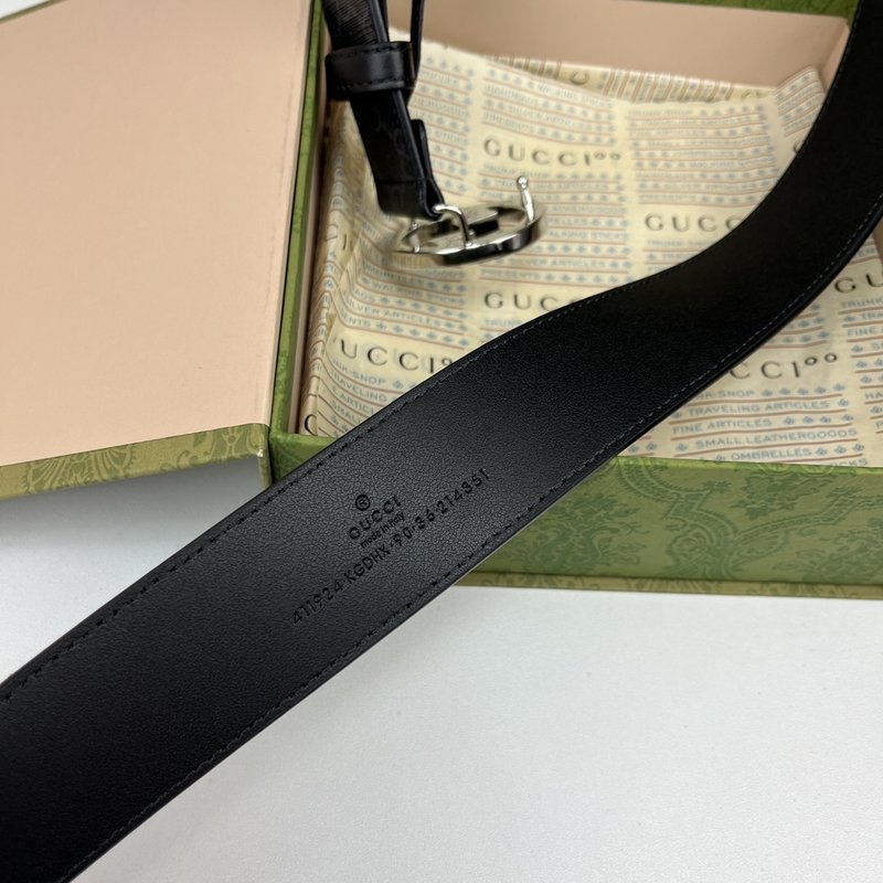 구찌 GG Supreme 블랙 캔버스 벨트 더블 G 001-220434