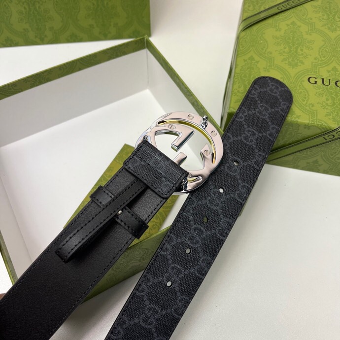 구찌 GG Supreme 블랙 레더 벨트 001-220489