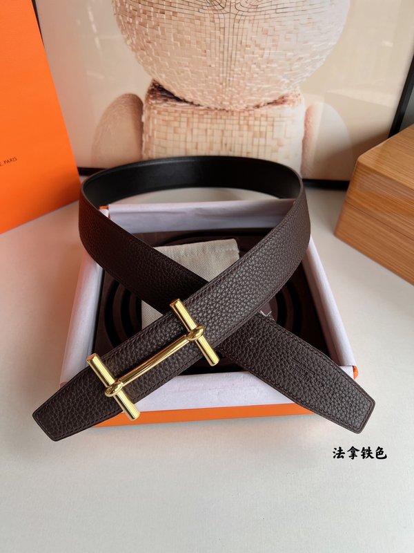 에르메스 남성 양면 가죽 벨트 38mm 메탈 버클 001-220630